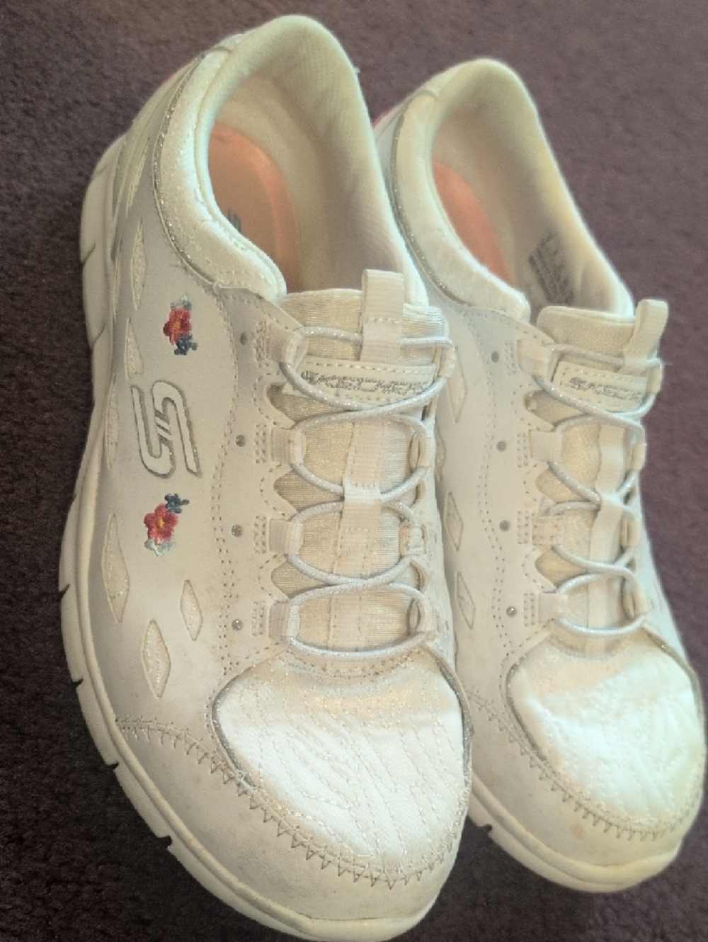 Skechers White Sneakers with Pink Floral Accents - Picture 10 of 15